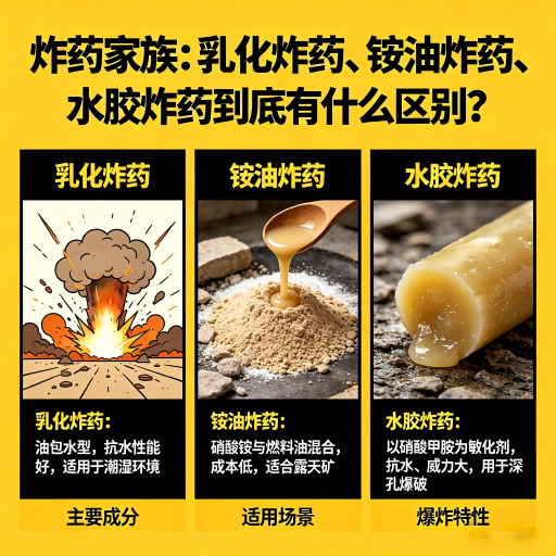 招远炸药家族:乳化炸药、铵油炸药、水胶炸药到底有什么区别?